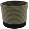 PANIER ROND COTON KAKI NOIR D.19X16CM