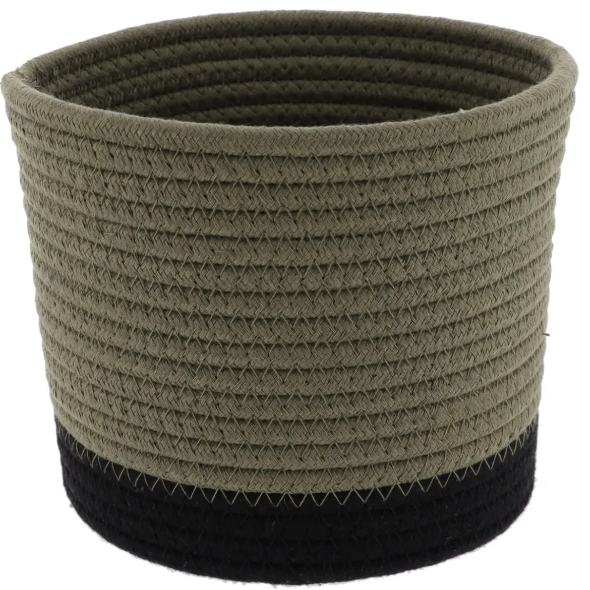 PANIER ROND COTON KAKI NOIR D.19X16CM