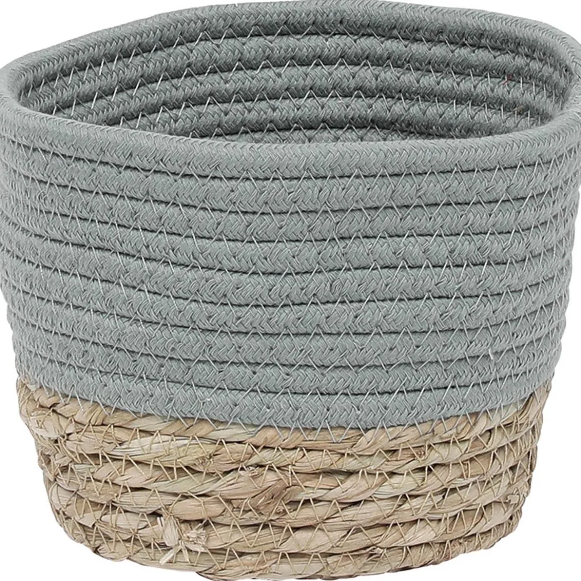 PANIER ROND COTON MATIERE VEGETALE VERT NATUREL D.17X14CM