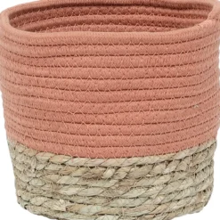 PANIER ROND COTON MATIERE VEGETALE ORANGE NATUREL D.19X16CM