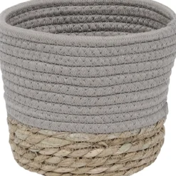 PANIER ROND COTON MATIERE VEGETALE TAUPE NATUREL D.17X14CM