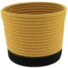 PANIER ROND COTON OCRE NOIR D.19X16CM