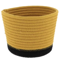 PANIER ROND COTON OCRE NOIR D.17X14CM