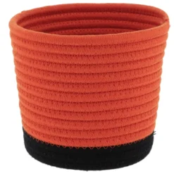 PANIER ROND COTON TERRE DE SIENNE NOIR D.17X14CM