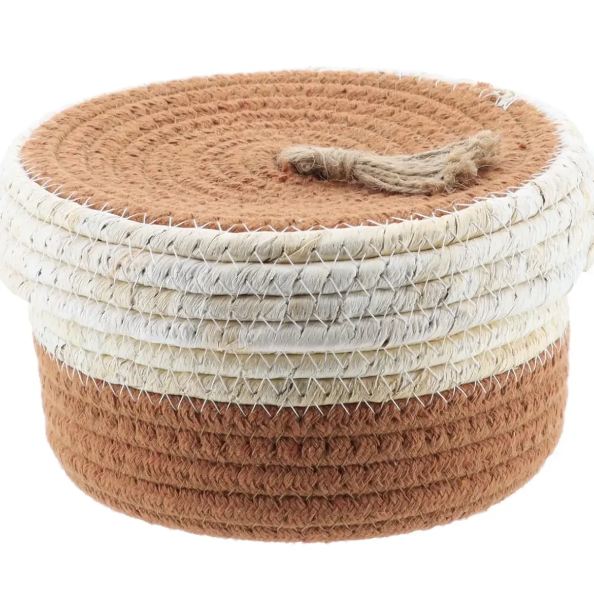 PANIER ROND COUVERCLE COTON MAIS 17X10CM NATUREL MARRON