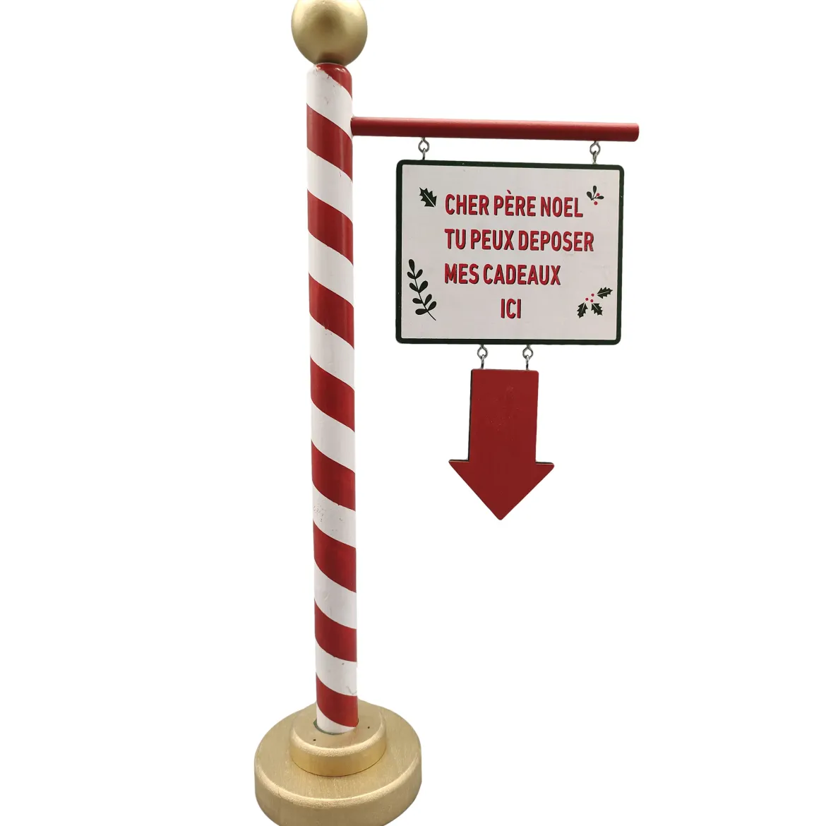 PANNEAU RAYE ROUGE DEPOSER LES CADEAUX H.38CM