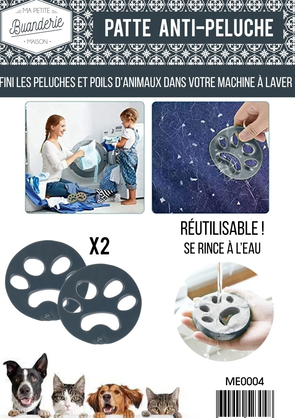 PATTE ANTI PELUCHES X2 PIECES