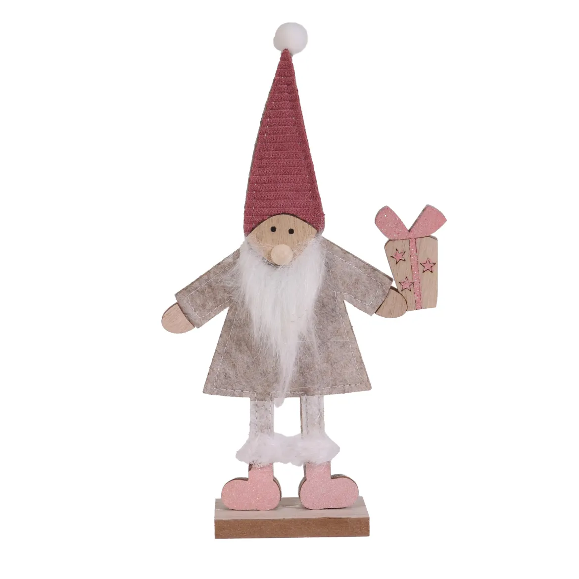 PERE NOEL A POSER CADEAU CHAPEAU ROSE H.23CM