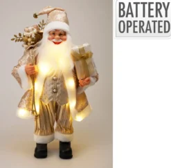 PERE NOEL DEBOUT LED 60CM DORE