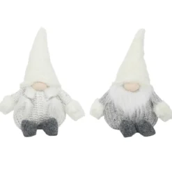 PERE NOEL ET MERE NOEL GRIS BLANC ASSIS H.23CM