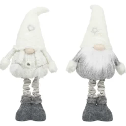 PERE NOEL OU MERE NOEL GRIS BLANC EXTENSIBLES H.60CM