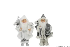 PERE NOEL 25X15X40CM BLANC ARGENTE ET GRIS BLANC