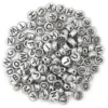 PERLES ACRYLIQUE RONDES ALPHABET ARGENTE 0.7X0.3CM X40G