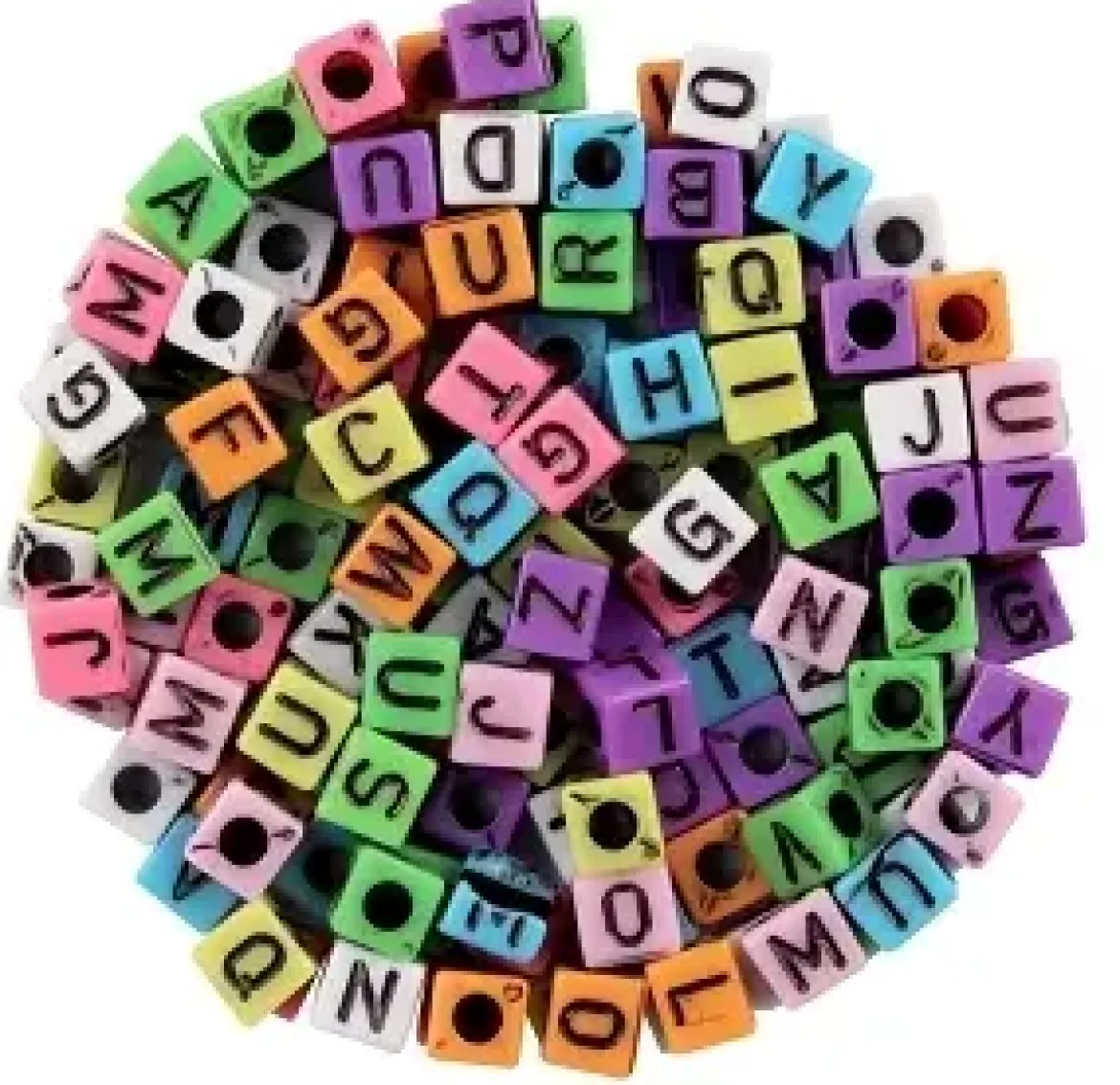 PERLES ACRYLIQUES LETTRES CARREES OPAQUES 0.7 CM X 180 PCS