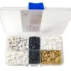 PERLES HEISHI NOIR BLANC ET DORE 6X1.2MM X1000 PIECES