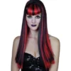 PERRUQUE CHVX LONG FRANGE NOIR ROUGE