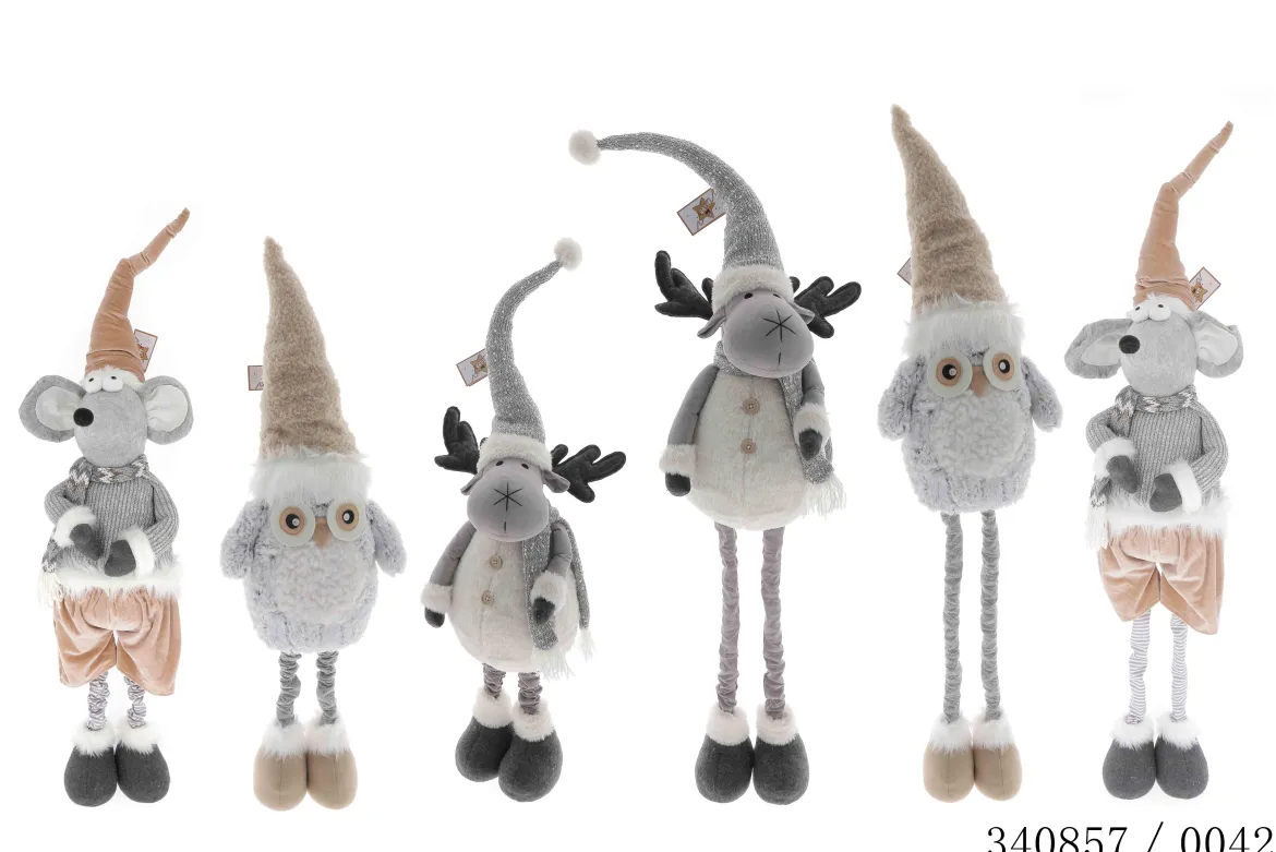 PERSONNAGE 130CM SOURIS RENNE ET HIBOU JAMBES TELESCOPES