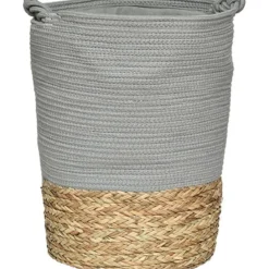 PETITE PANIERE A LINGE RONDE MATIERE VEGETALE KAKI NATUREL