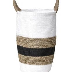 PETITE PANIERE RONDE VEGETALE ET PAPIER BLANC NATUREL NOIR