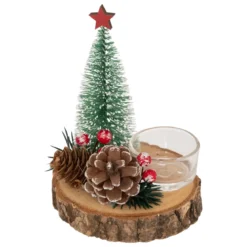 PHOTOPHORE SAPIN POMME DE PIN VERRE D.10X12CM