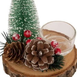 PHOTOPHORE SAPIN POMME DE PIN VERRE D.10X12CM