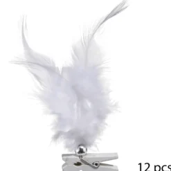 PINCE PLUME DECO PERLE BLANC X12 PIECES