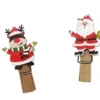 PINCES A LINGE PERE NOEL ET RENNES BOIS 4X2X1CM X10 PIECES