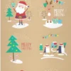 PLANCHE 12 STICKERS KRAFT NOEL