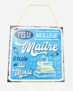 PLAQUE RETRO MAITRESSE OU MAITRE 22X22CM