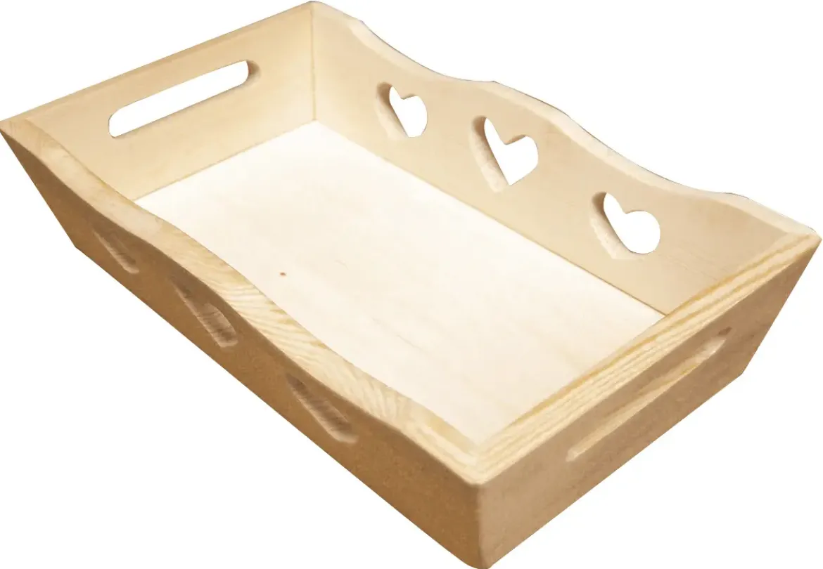 PLATEAU BOIS DECOUPE COEURS 22 X 13 X 5 CM