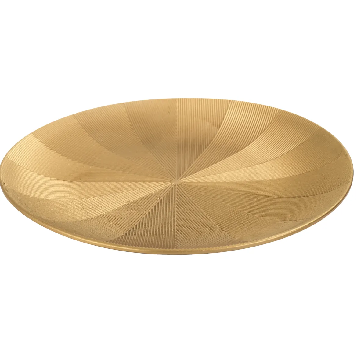 PLATEAU DECORATIF STRIE DORE D.40CM