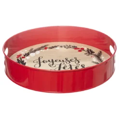 PLATEAU DE PRESENTATION ROND BOIS METAL 35CM