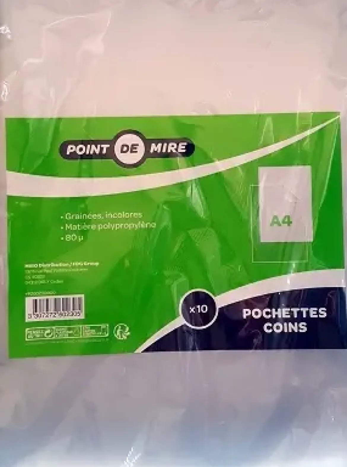 10 POCHETTES COINS A4 TRANSPARENTES