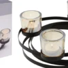 PORTE BOUGIE ROND ANNEAUX METALLIQUES 28X7CM