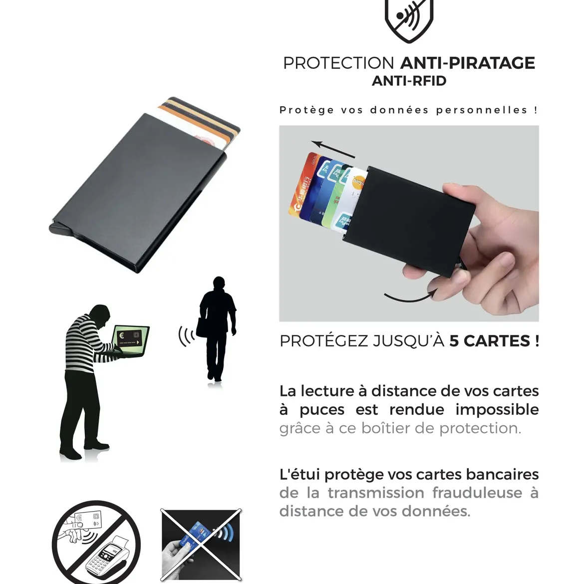 PORTE CARTE ANTI PIRATAGE RFID METAL