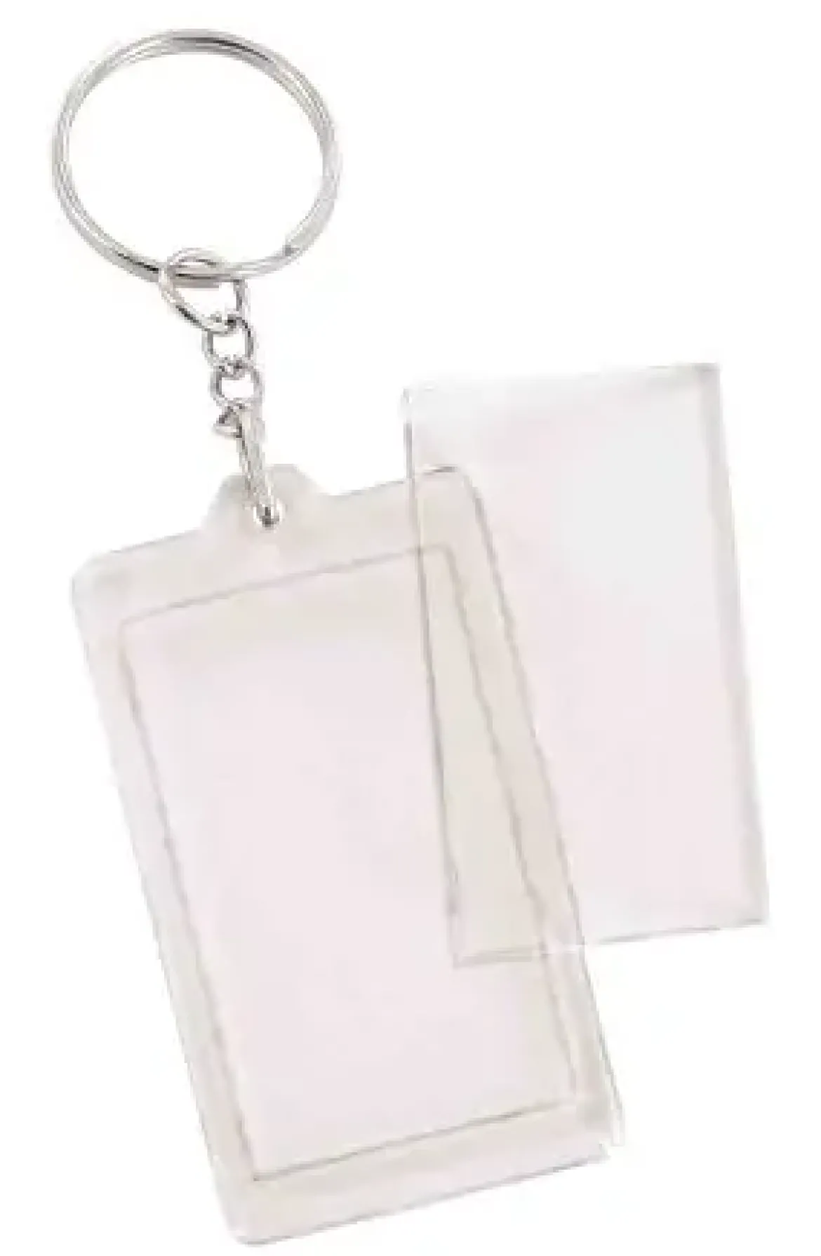 PORTE CLEFS RECTANGLE PLEXY 4 X 5.5 CM X 2 PCS