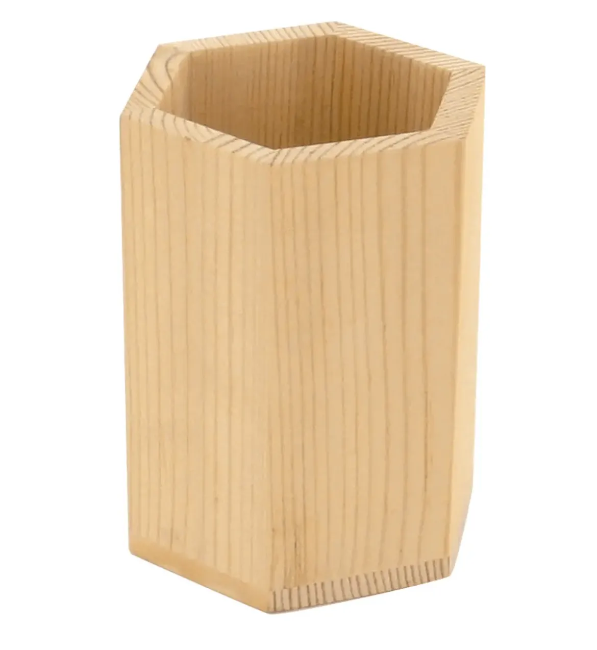 POT A CRAYONS BOIS HEXAGONAL DIAM. 8 CM HAUT. 10 CM