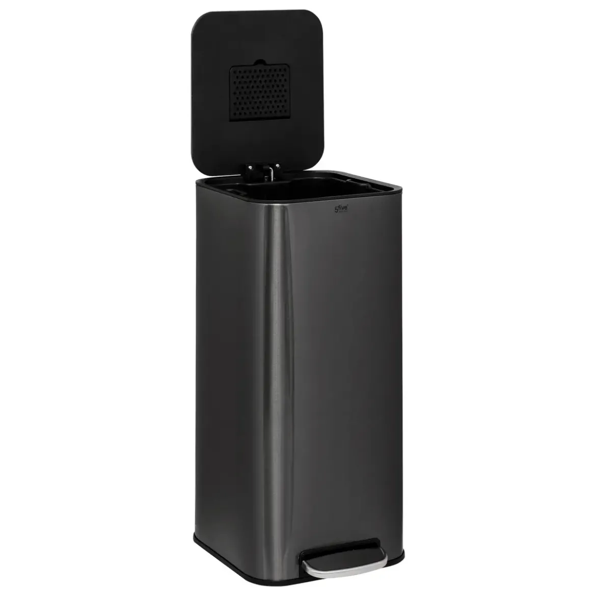 POUBELLE A PEDALE CARRE DELTA 30L CARBONE