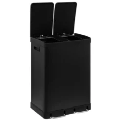 POUBELLE DE TRI A PEDALE ARIANE 2 X 30L METAL NOIR