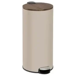 POUBELLE 30L ARGENT EFFET ACACIA MODERN COLORS