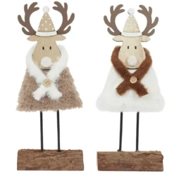 RENNE DE NOEL A POSER IMITATION FOURRURE H.27CM
