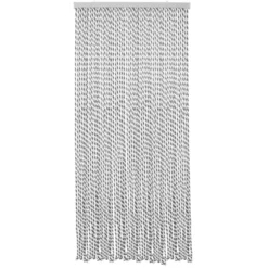 RIDEAU DE PORTE CORDE TRESSEE 90X200CM GRIS ET BLANC