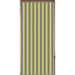 RIDEAU DE PORTE PLASTIQUE 90X220 CM GRIS BLANC JAUNE