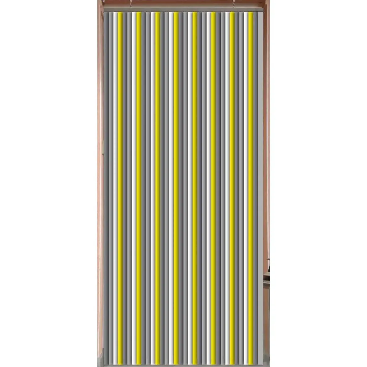 RIDEAU DE PORTE PLASTIQUE 90X220 CM GRIS BLANC JAUNE