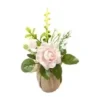 ROSE ET BOUTON DANS POT EN TOILE ROSE