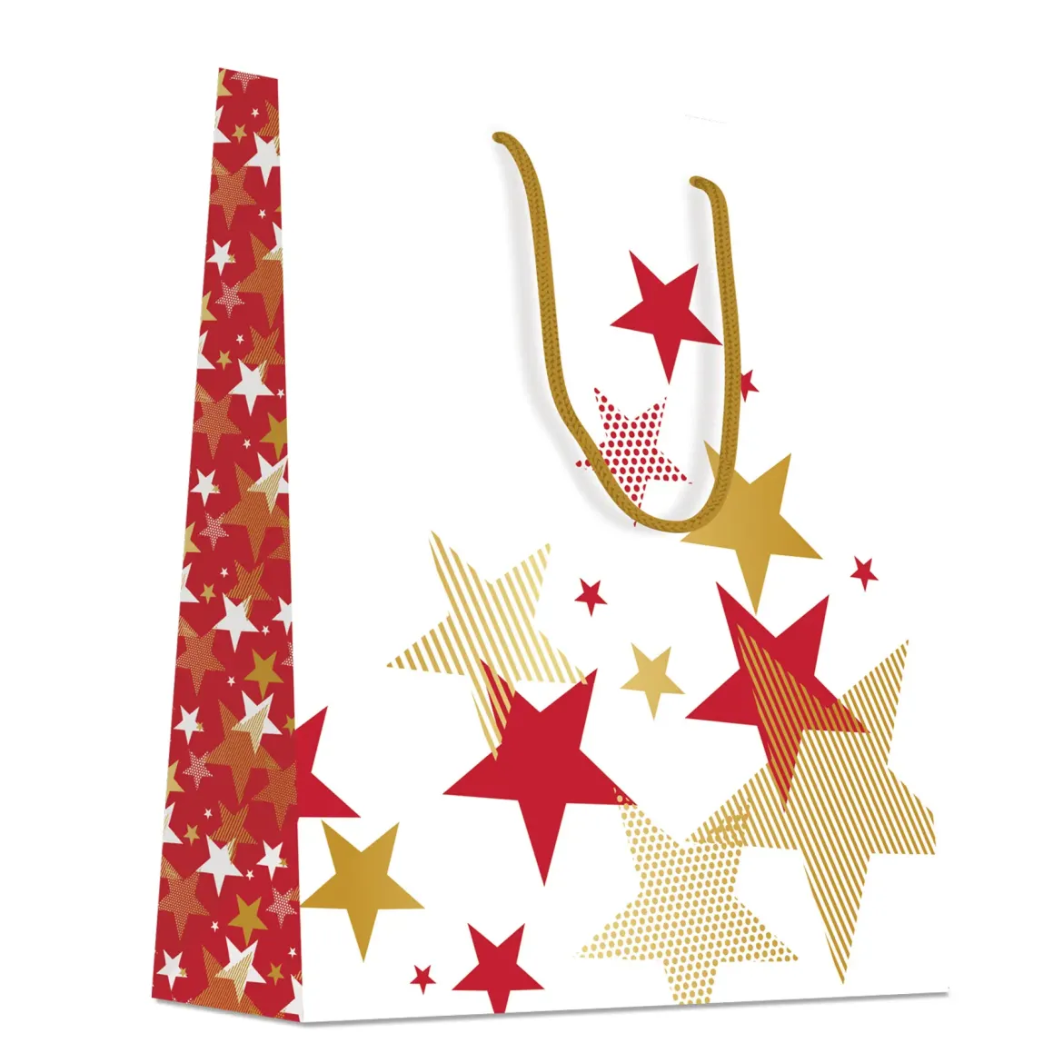 SAC CADEAU ETOILES ROUGE OR MOYEN FORMAT