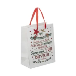 SAC CADEAU IMPRIME WORDING NOEL D.17.8X9.8X22.9CM