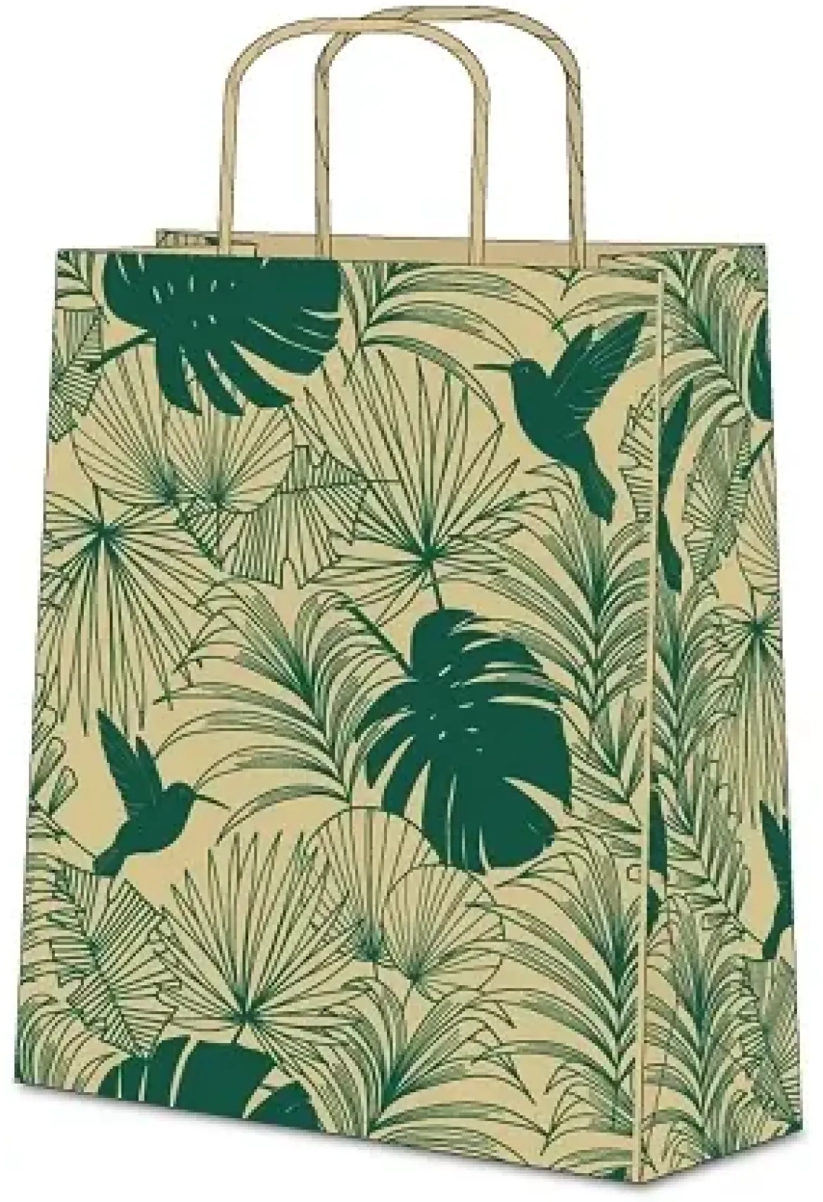 SAC CABAS KRAFT BASE HERBE PF TROPICAL MF 24X32CM