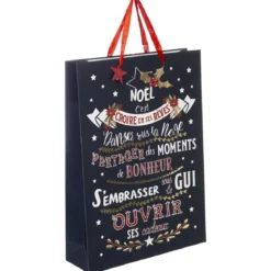 SAC CADEAU IMPRIME WORDING NOEL D.33X10.2X45.5CM