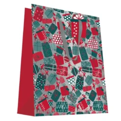 SAC CADEAU NOEL LUTINS ROUGE VERT 18X23CM